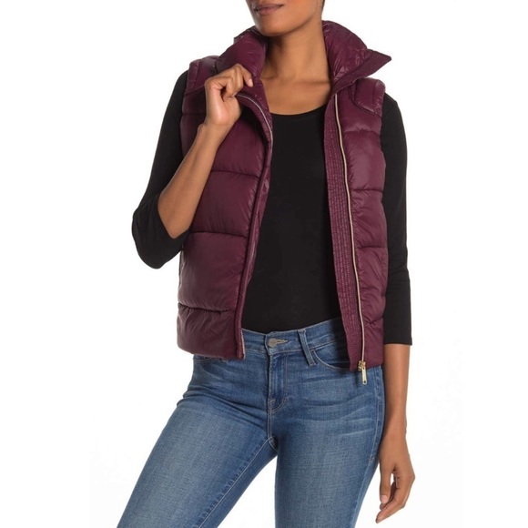 NWT Sam Edelman Maroon Quilted Puffer Vest - Picture 1 of 11